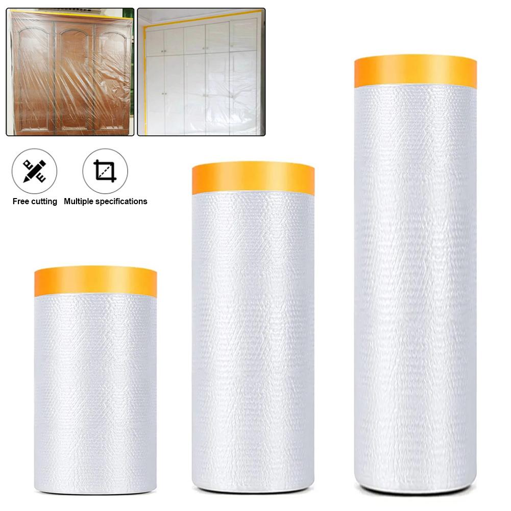 

Home Cars and Auto Body Tape and Drape Masking Film Paint Adhesive Protective Film Roll for Covering Skirting Frames 0.55m*20m