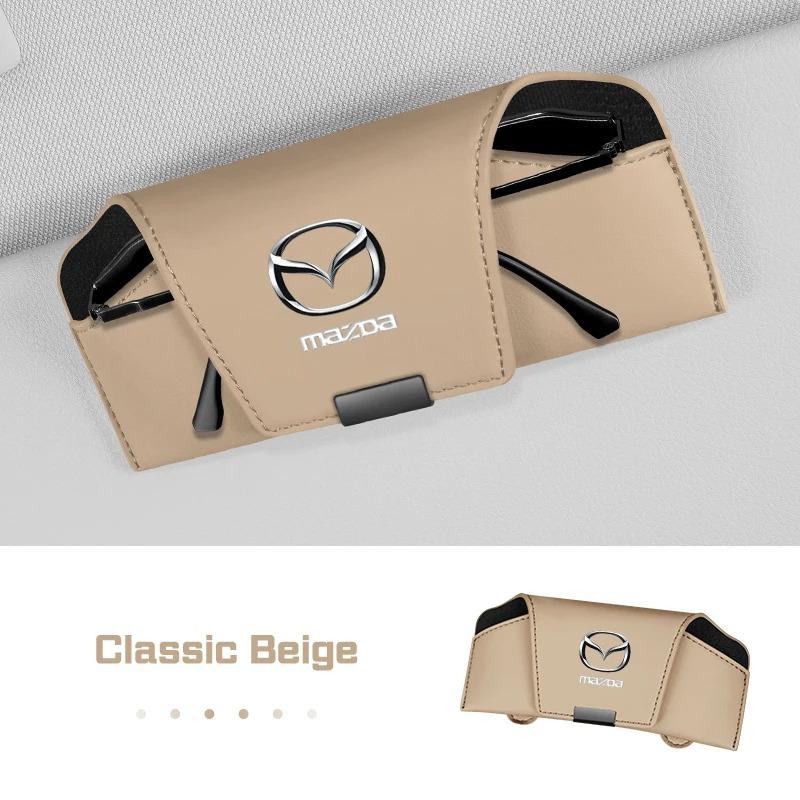 Leather Car Sun Visor Sunglasses Holder Eyeglasses Storage Clip For Mazda CX5 CX30 CX50 CX3 CX8 CX9 CX60 CX70 CX90 Mazda3 MX5