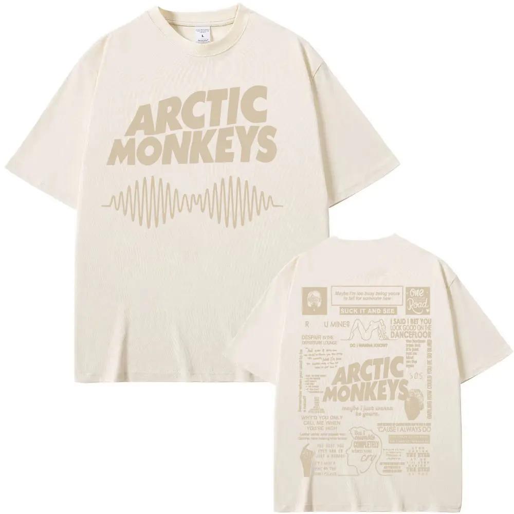 T-shirt Oversize con Testi e Forma d'onda degli Arctic Monkeys, Maglietta Streetwear Unisex Band Indie Rock, Top Casual a Manica Corta 100% Cotone