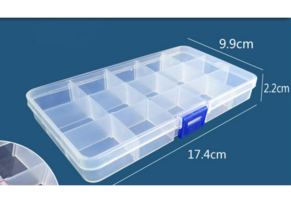 24-Grid Transparent Plastic Jewelry and Earring Storage Box for Accessories and Beading