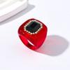 Geometric Finger Ring Resin Square Ring New Rhinestones Ring  Jewelry Accessories