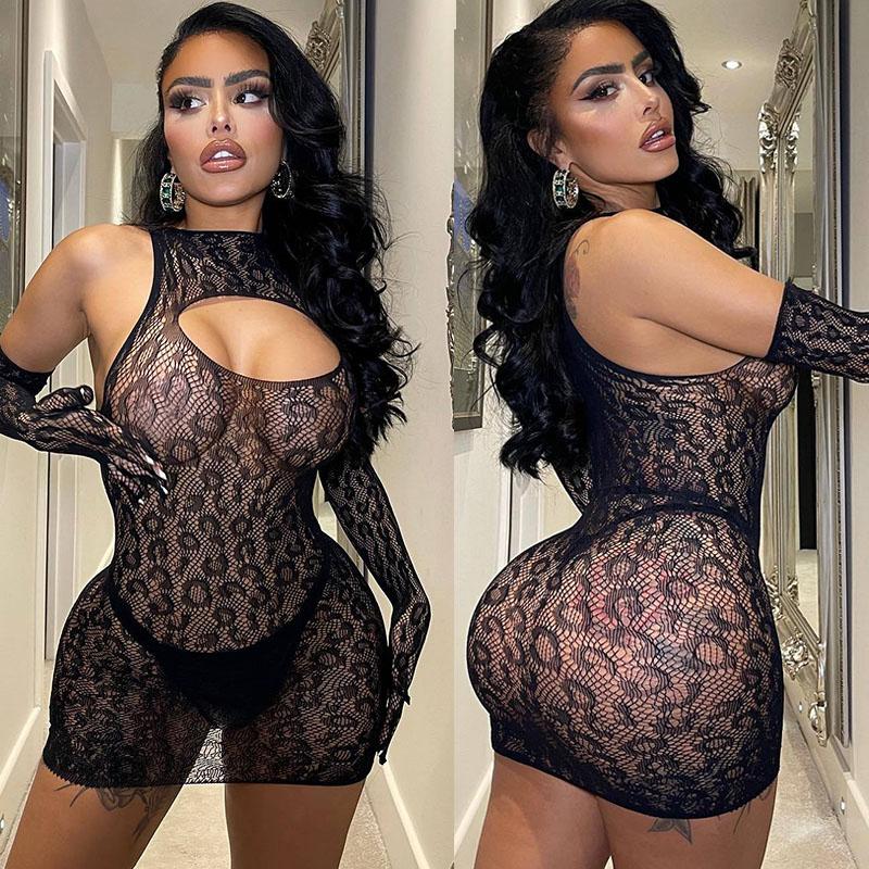 Hot Sexy Lingerie Woman Mesh Bikinis Fishnet Dress Lace Underwear Porn Costume See-through Bodystockings Erotic Night Sex Set