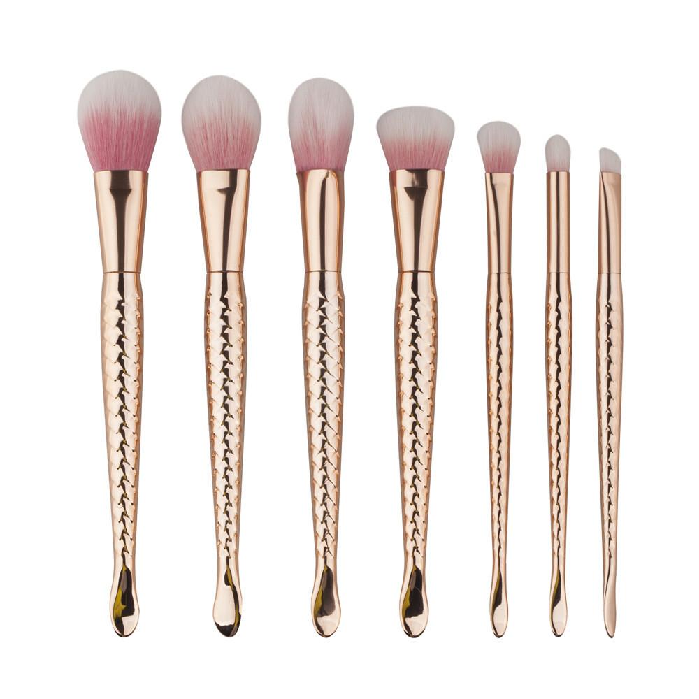 Mermaid Makeup Brush Set With Artificial Fiber Cosmetic Tools For Beauty Enthusiasts