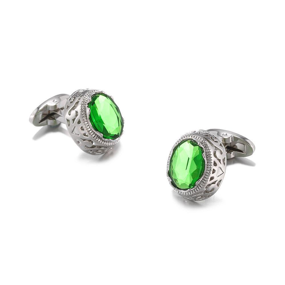 Зеленые хрустальные пуговицы, Французские манжеты для рубашки, Модные мужские манжеты, Свадебные аксессуары Манжеты standard