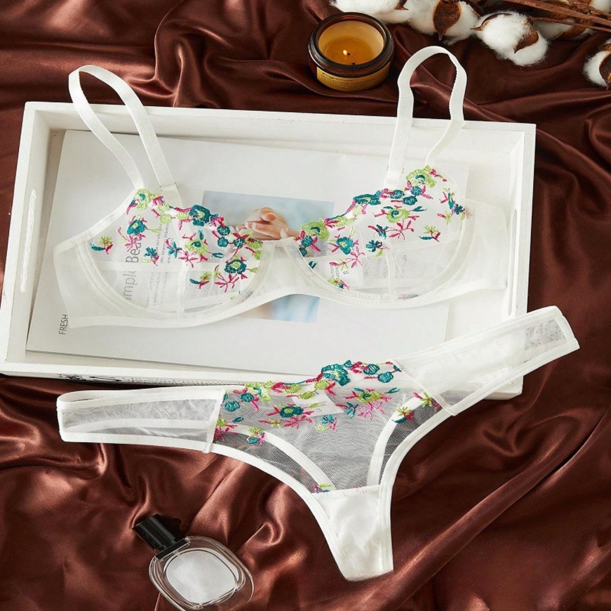 

Милый и сексуальный комплект нижнего белья с низкой посадкой из кружева и эротики, сетчатое женское нижнее белье с тремя точками, молочный XL