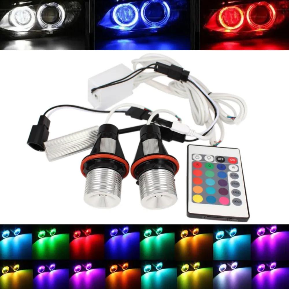 

2 шт. RGB светодиодные фары Angel Eyes Halo Ring Marker Side Light безошибочная лампа для BMW E39 E53 E60 E61 E63 E64 E65 E66 OBD2 CAR