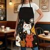 Niedliches Katzenmuster Polyester Schürze Lebhaftes Cartoon Katzen mit Herzen & Sternen Design Küchenschürze zum Kochen, Backen Heimdeko