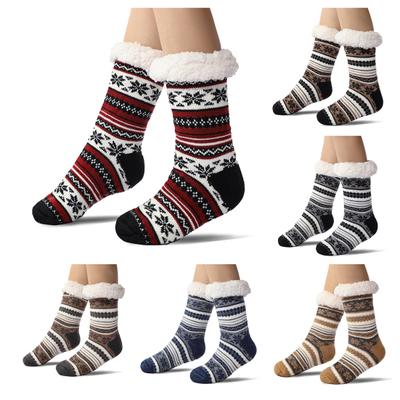 Ultrahrubé kašmírové papučové ponožky Zimné teplé chlpaté domáce ponožky s protišmykovými silikónovými úchytmi