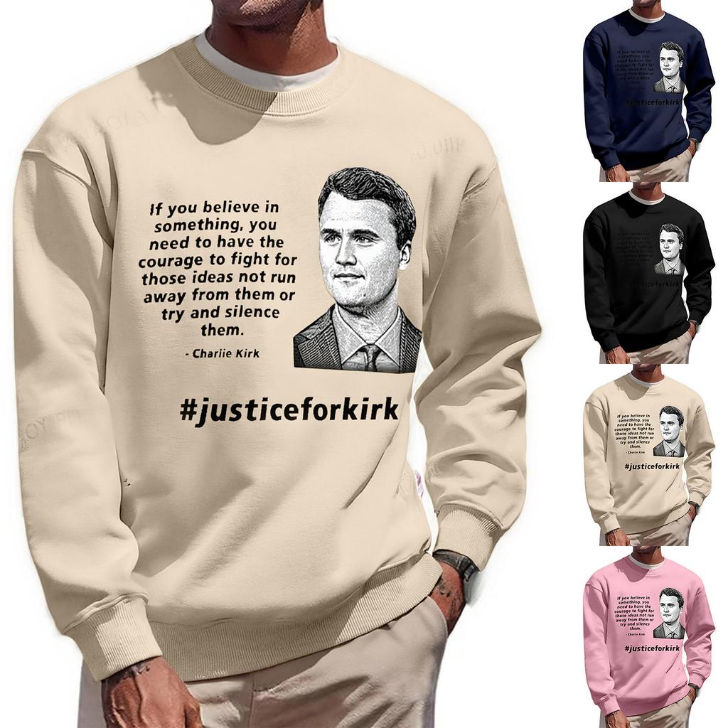 Men's Fashionable Casual Long-sleeved Printed Round Neck Sweatshirt Top