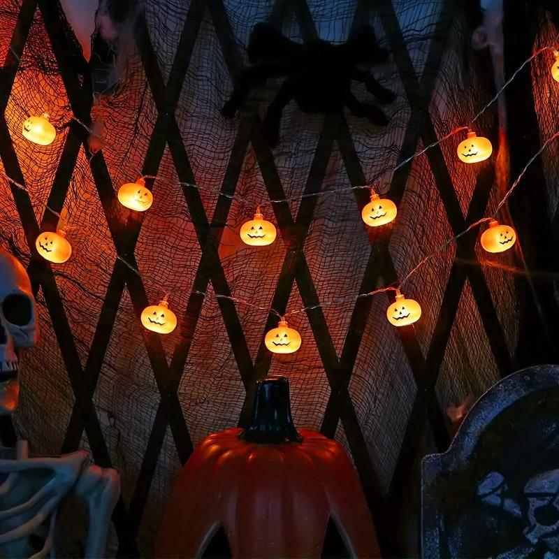 1pc, 10/20 Led Halloween Light String, Battery Powered, Halloween Pumpkin Lantern, Party, Yard, Garden Halloween Decoration