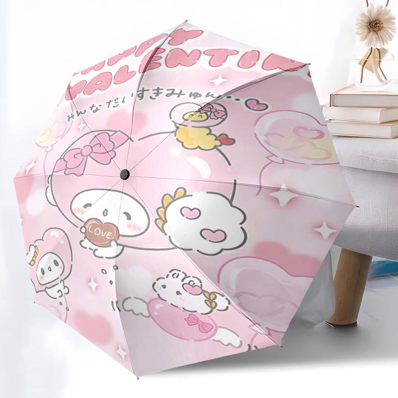 1pc Happy Valentine's Day My Melody Automatic Folding Umbrella - Cute for Fans, Travelers, Everyday Use, and Gifts!Q004