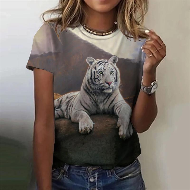 

Женская футболка с принтом свирепого тигра 3D Футболки Летние футболки с коротким рукавом 4XL