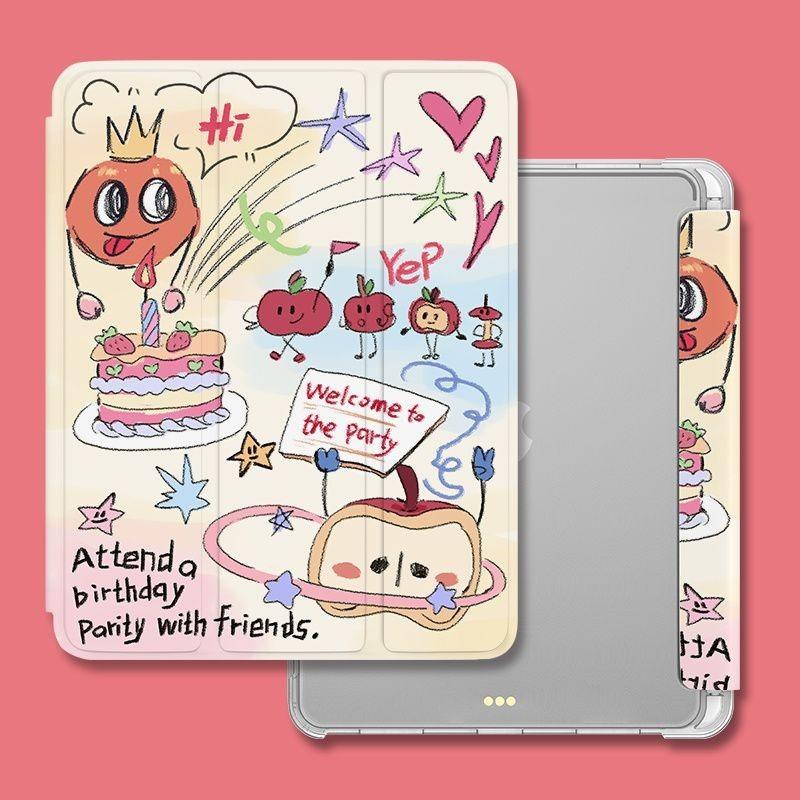 Hochwertige kreative Apple Doodle Muster iPad Smart Case für iPad Air6 11 13 Air4 Air5 10.9 2021 9. 8. 7. 10.2 mit Bleistifthalter