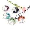 Hand-Wound Natural Gravel Crystal Tree Of Life, Natural Stone Fortune Tree Colorful Necklace N85