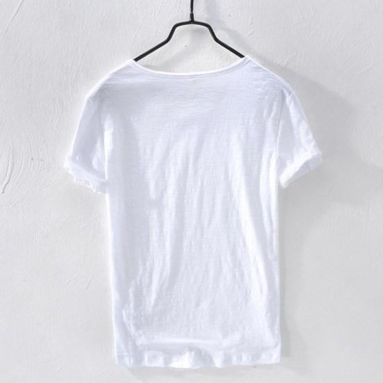 Summer Men Thin Breathable T-shirt V-neck Short Sleeve Solid Color Casual Basic Tees Casual Bottoms Pullover Tops