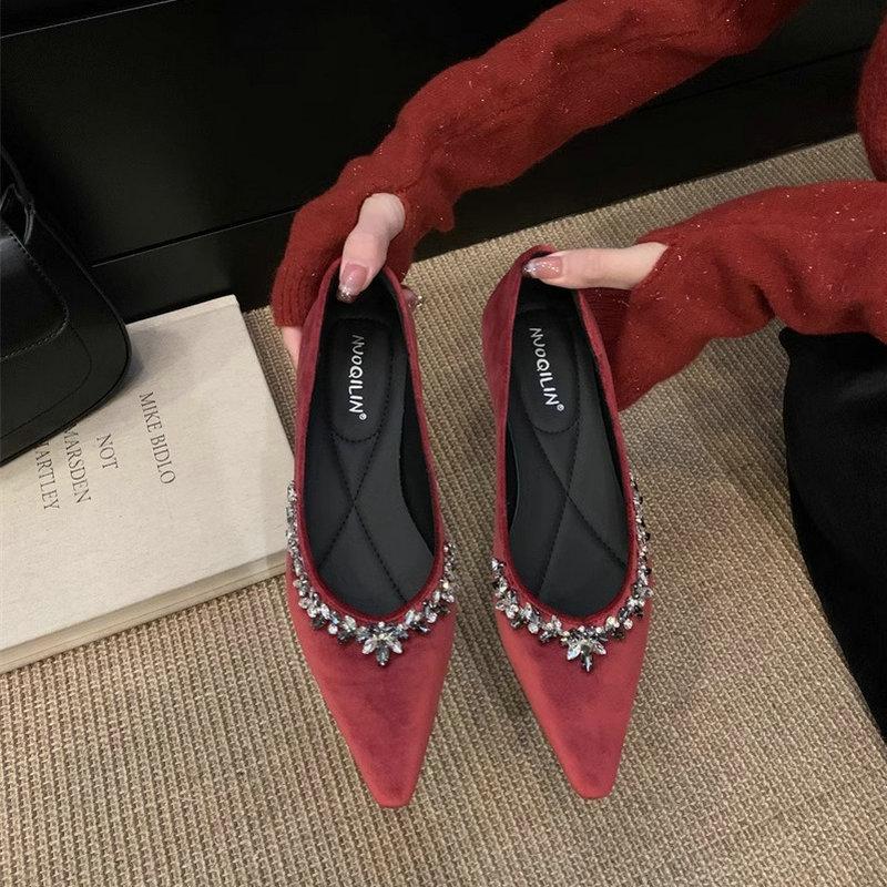 Fashion Flat Shoes for Women Spring Autumn 2025 Diamond Pointed Shallow Loafers Women Luxury Shoes Ladies Zapatillas Mujer