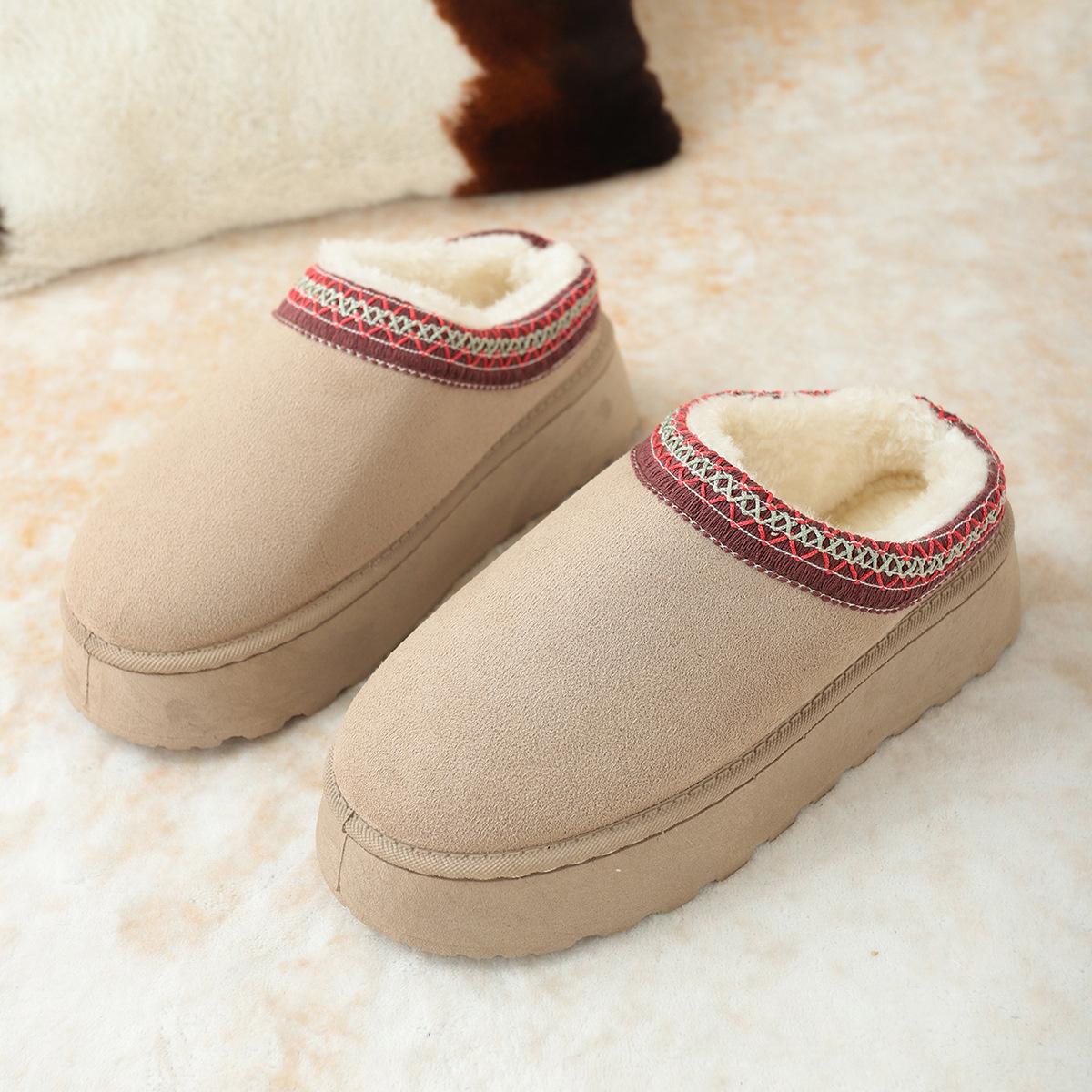 

Новые женские хлопковые туфли с флисовым утеплителем, толстой подошвой и полузакрытым носком 43 бежевый