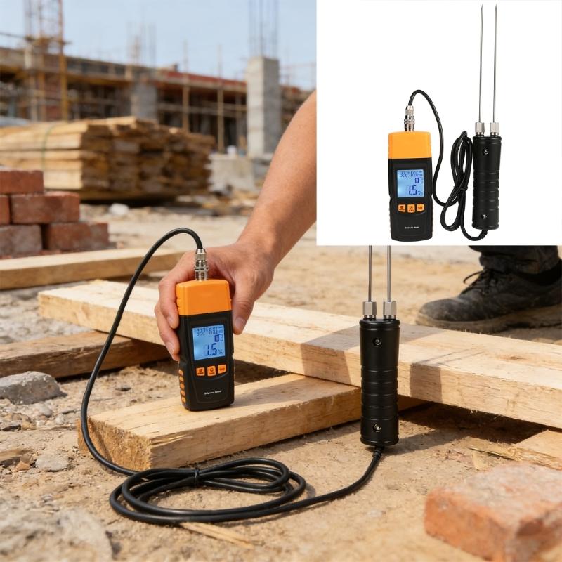 Digital Moisture Tester with Backlit LCD Screen and Auto Shutdown Function for Accurate Humidness Measurement in Wood and Textiles