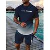 Lässiger Sportanzug atmungsaktiv Outdoor Freizeit Herren T-Shirt Fünf-Viertel-Hosen-Anzug Sommer 3D-Druck Anzug für Herren und Erwachsene