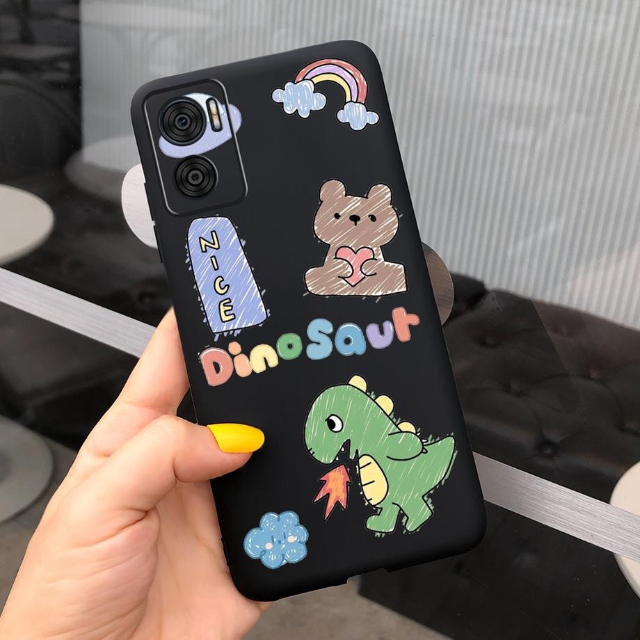 For Motorola Moto E22 Moto E22i Case Soft Matter Black Silicone Back Cover For MotoE22 E 22 Coques Cartoon Cute Fundas For Child