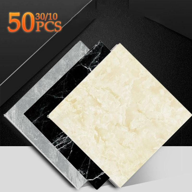 10/30/50PCS Simulated Thick Marble Tile Wall Sticker PVC Waterproof Self-adhesive Living Room Toilet Kitchen Home Floor Stickers