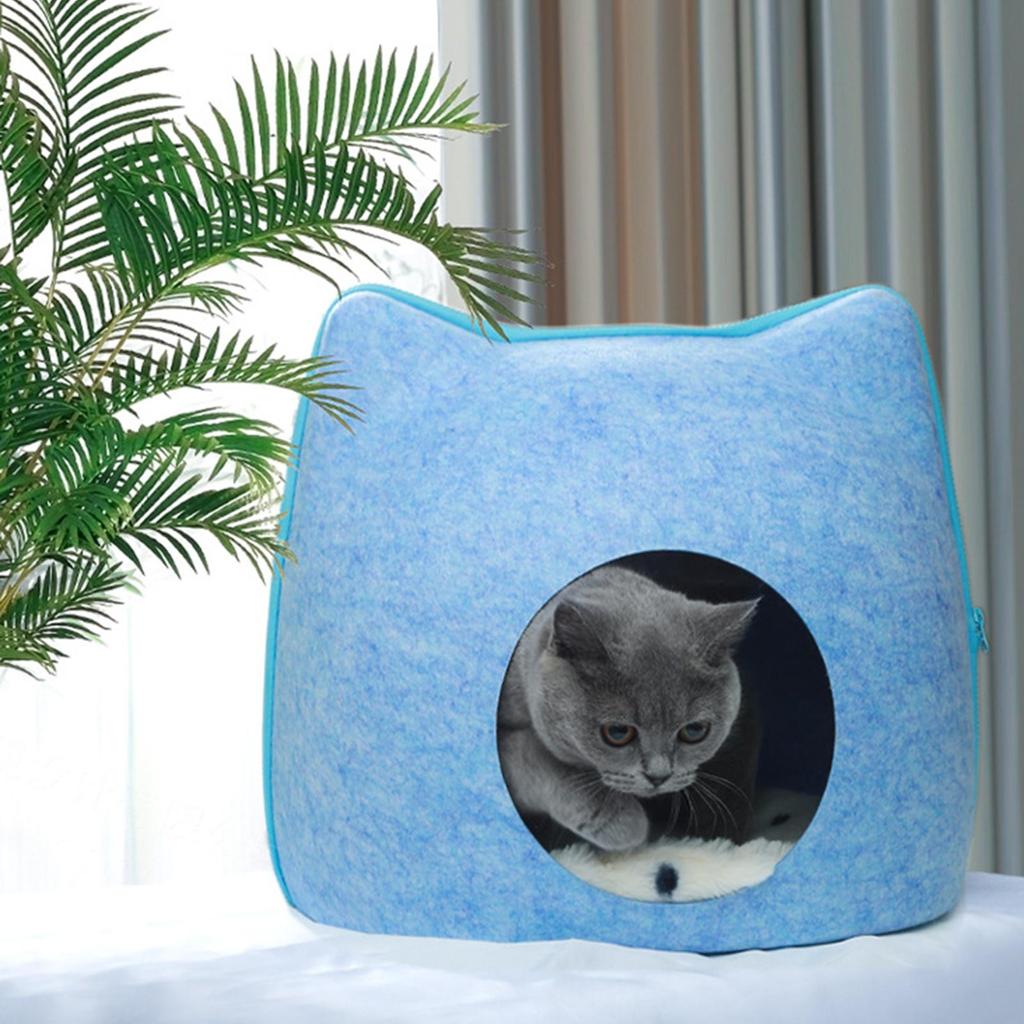Felt Cat House Removable with Zipper Portable Indoor Outdoor Cat Tent Cats & Kittens Houses, Beds Tunnel for Cats or Small Dogs