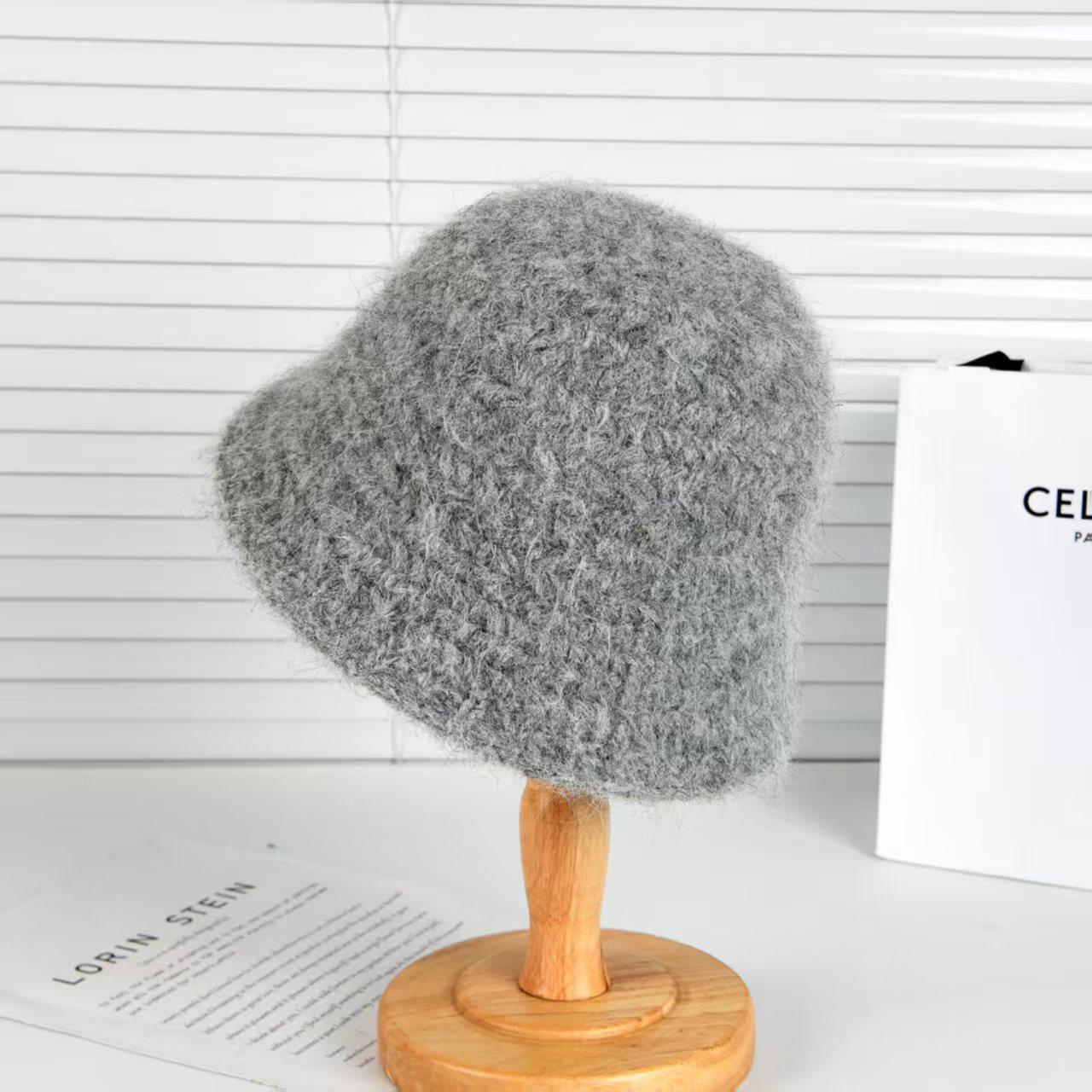 

Женская японская панама-ведро из смесовой шерсти - Теплая, ветрозащитная, стройнящая лицо, осенне-зимний тренд One size серый