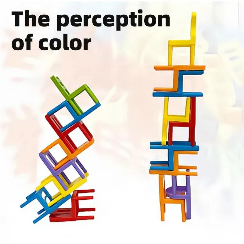 Stacking Chairs Strategy Game Educational Interactive Building Blocks Toys for Kids Adults Fun Family Gatherings Friends Party