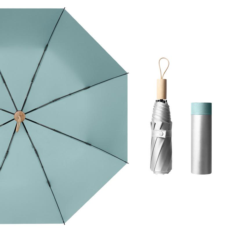 190T Simple Titanium Silver Adhesive Women's Sun Protection Umbrella UV Folding Sun and Rain Dual Use Sunshade Umbrella