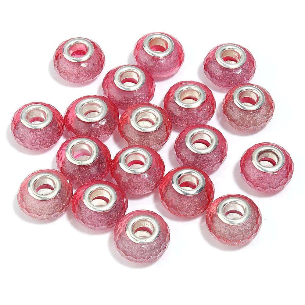 20pcs 14x9mm Resin Beads Multicolor Faceted Big Hole Loose Spacer Beads For Jewelry Making DIY Bracelets Keychain Accessories