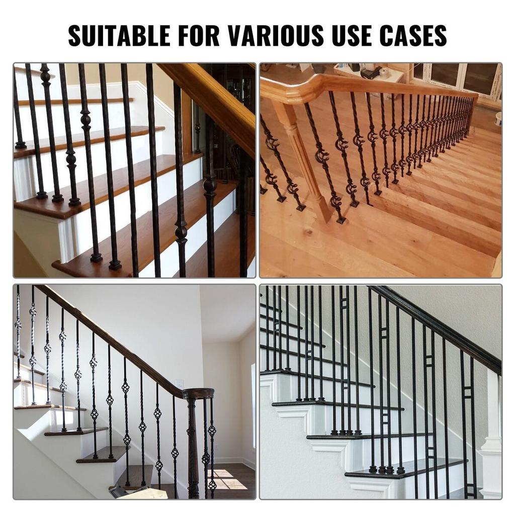 Aluminum Alloy Baluster Shoes Stair Flat Shoe with Screw Holes for 1/2 Inch Square Scroll Basket Twist Knuckle Staircase Balusters Metal Spindle