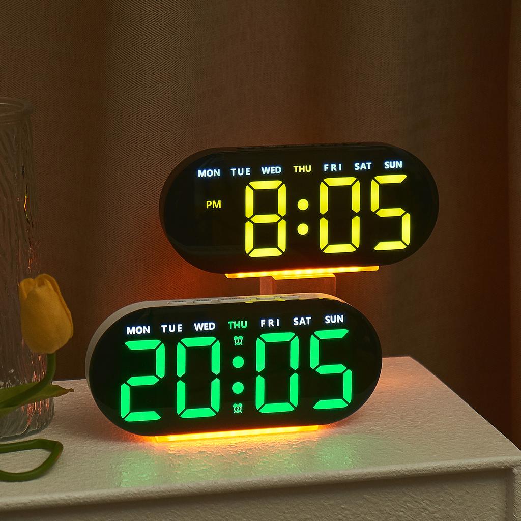 Vibrant Multi-Function LED Digital Clock - Stylish Bedroom Decor with USB Output Alarm and Ambient Lighting - Perfect for Mode