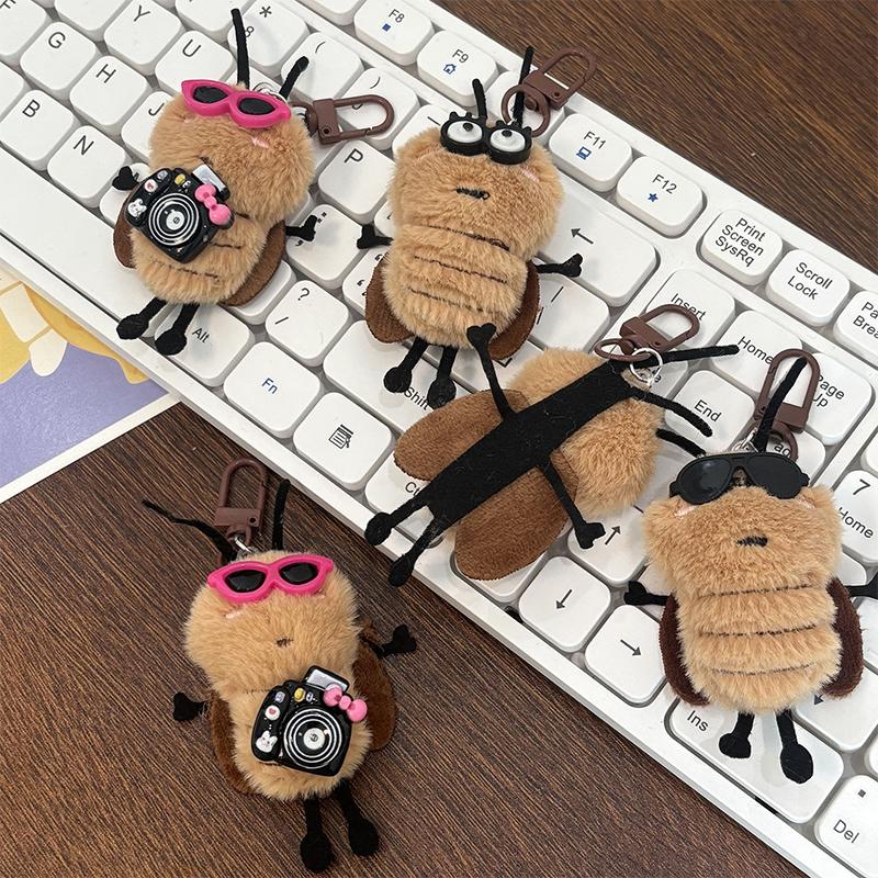 1/3Pcs Cute Cockroach Doll Keychain Creative Stuffed Animal Keyring School Bag Pendant Backpack Hanging Decoration Lovely Gift