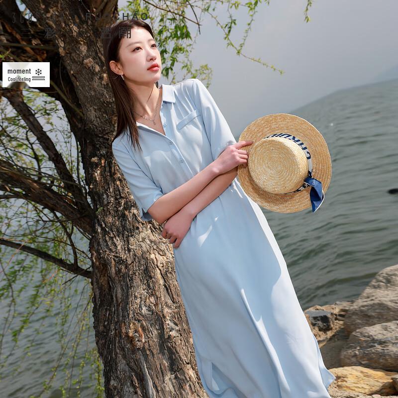 

Sancai Plus Size Casual Lapel Midi Dress XL