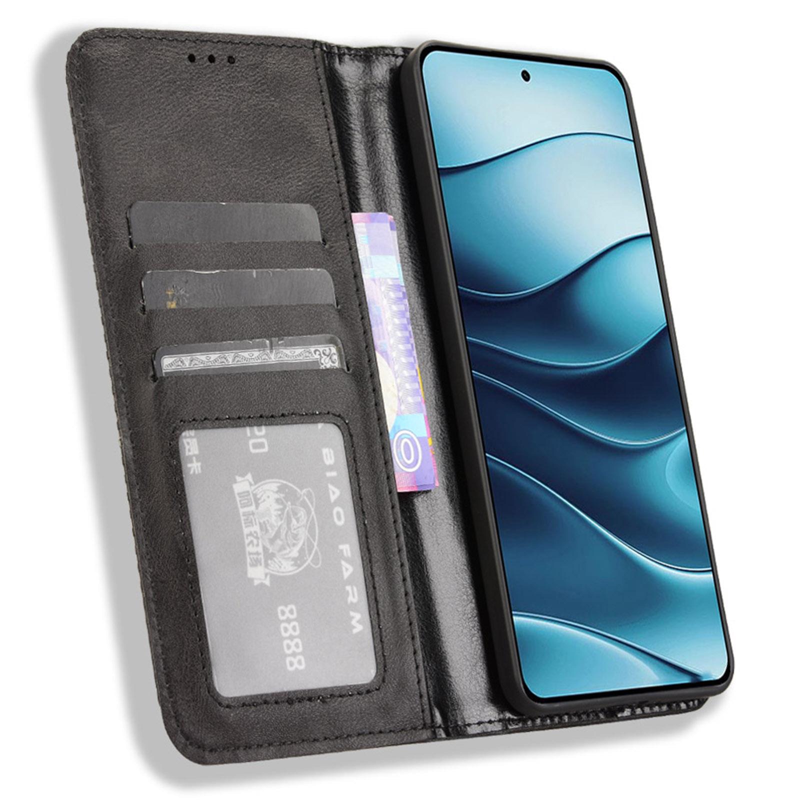 

For Xiaomi Redmi Note 14 5G Leather Case Wallet Stand Retro Texture Phone Cover Brown