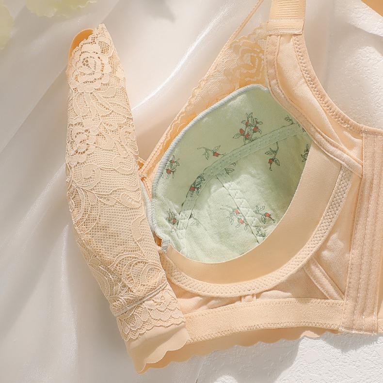 Lingerie Women's Thin Full-cup Bra Without Underwire Gathering Bra Breast Retraction and Anti-sagging Bra Push Up Bra