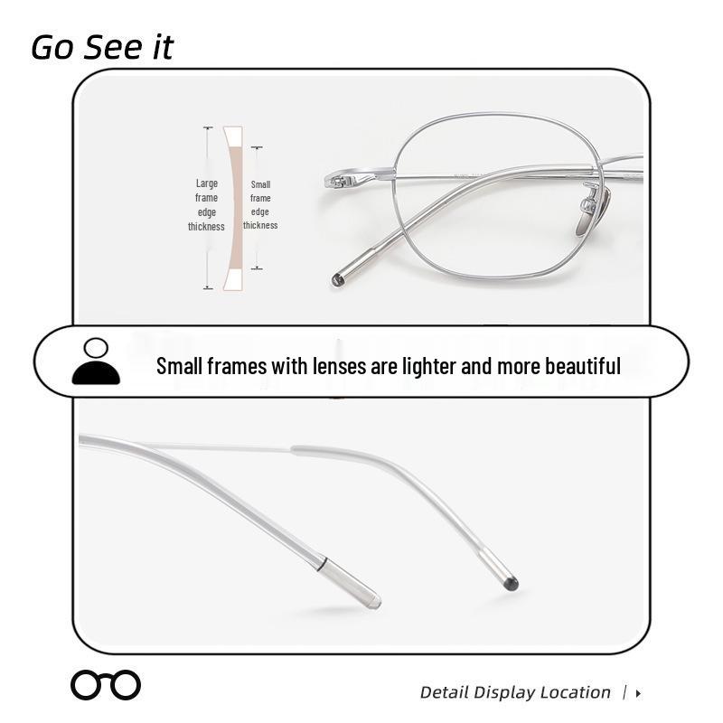 Ultra-Light High Prescription Small Frame Myopia Glasses - Pure Titanium, Elegant Design for Women