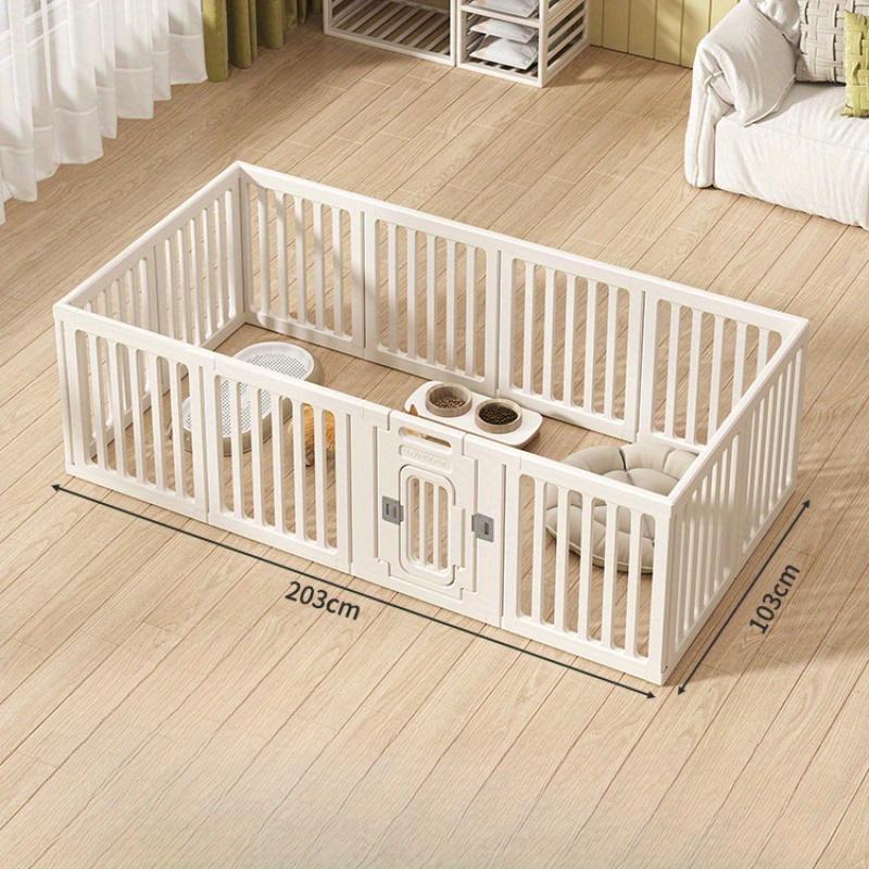 Modulares Haustierlaufgitter, Kunststoff-Tierzaun für drinnen/draußen, kleiner/mittelgroßer Hundekäfig, Kaninchengehege mit Tür, sicher