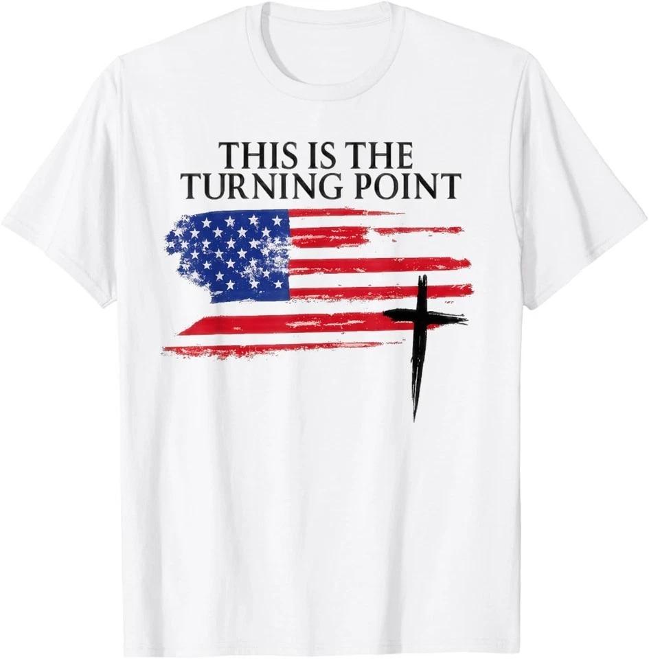 White This is The Turning Point American Flag T-Shirt S