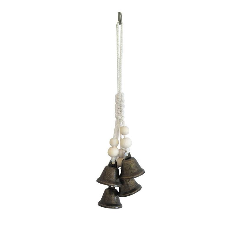 Melodisches Boho-Windspiel Natürlicher Holzring Vintage Metallglocken Wasserdicht für Außenbereich Hof Heimdekoration