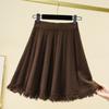 Large Size Women's Winter Fat Mm Elastic High Waist Slimming A-line Skirt Covering Belly and Age-reducing Knitted Half-body Skirt