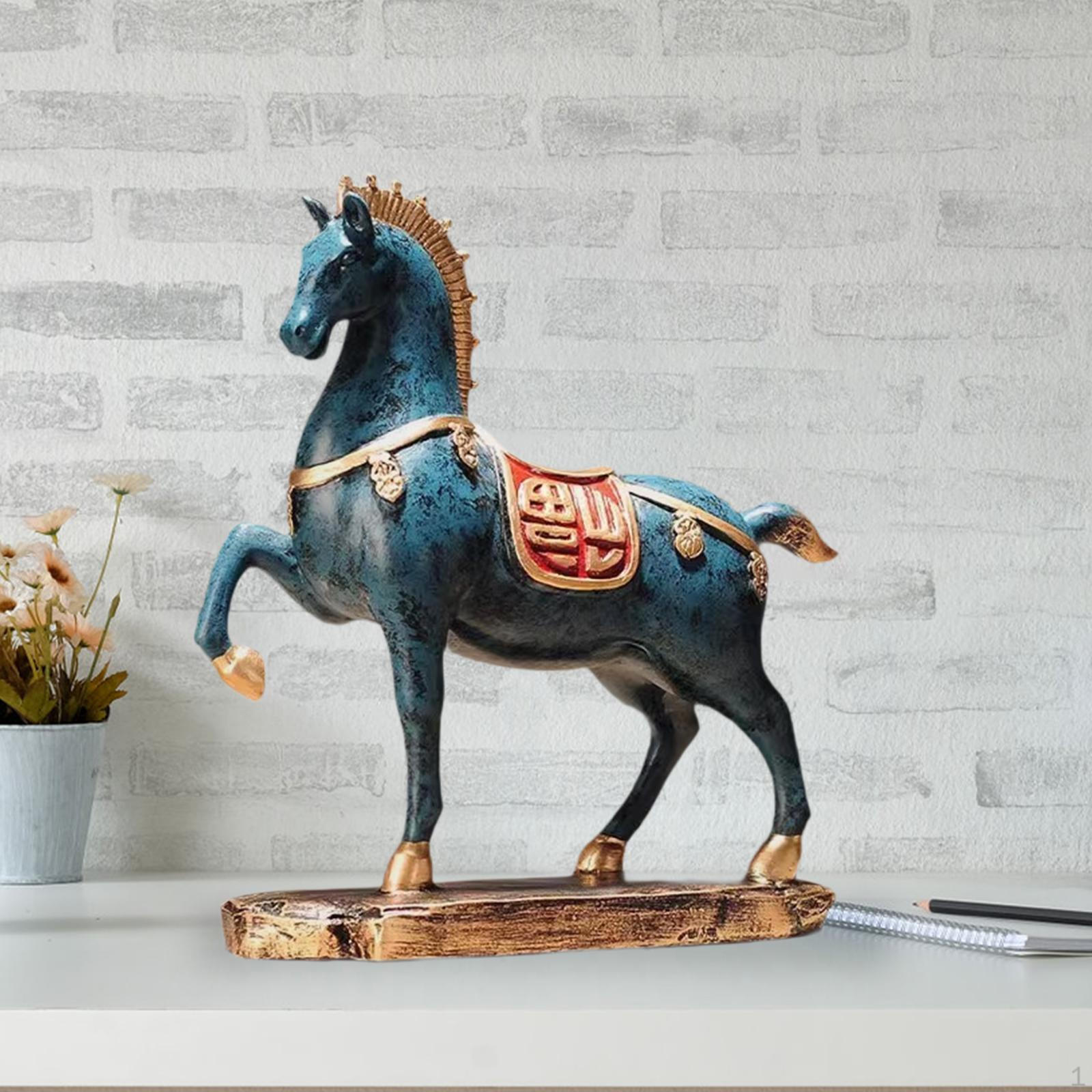 

Настільна скульптура коня для домашнього декору Fengshui, стояча фігурка у вітальні 20 cmx7.5 cmx22.5 cm