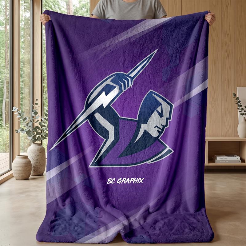 Melbourne Storm Flannel Fleece Blanket Cozy Warm Throw Blanket For Couch Bed Travel All Season Use