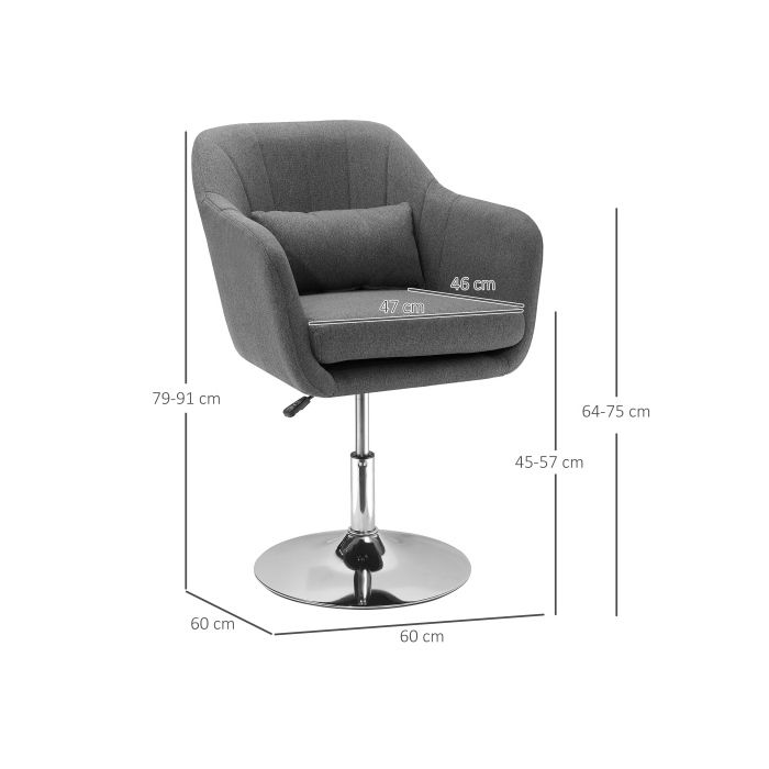 Work Stool - MUVOE - Swivel Chair - Height Adjustable - Polyester and Linen - Dark Gray
