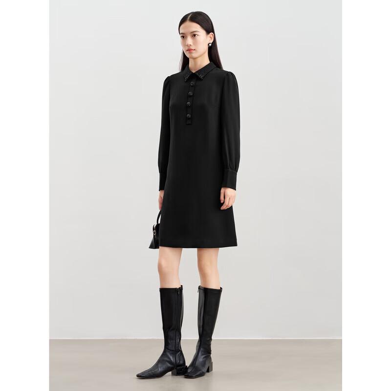 

JZ ANNACOL Beaded Rhinestone H-Line Dress JTEC50035 S