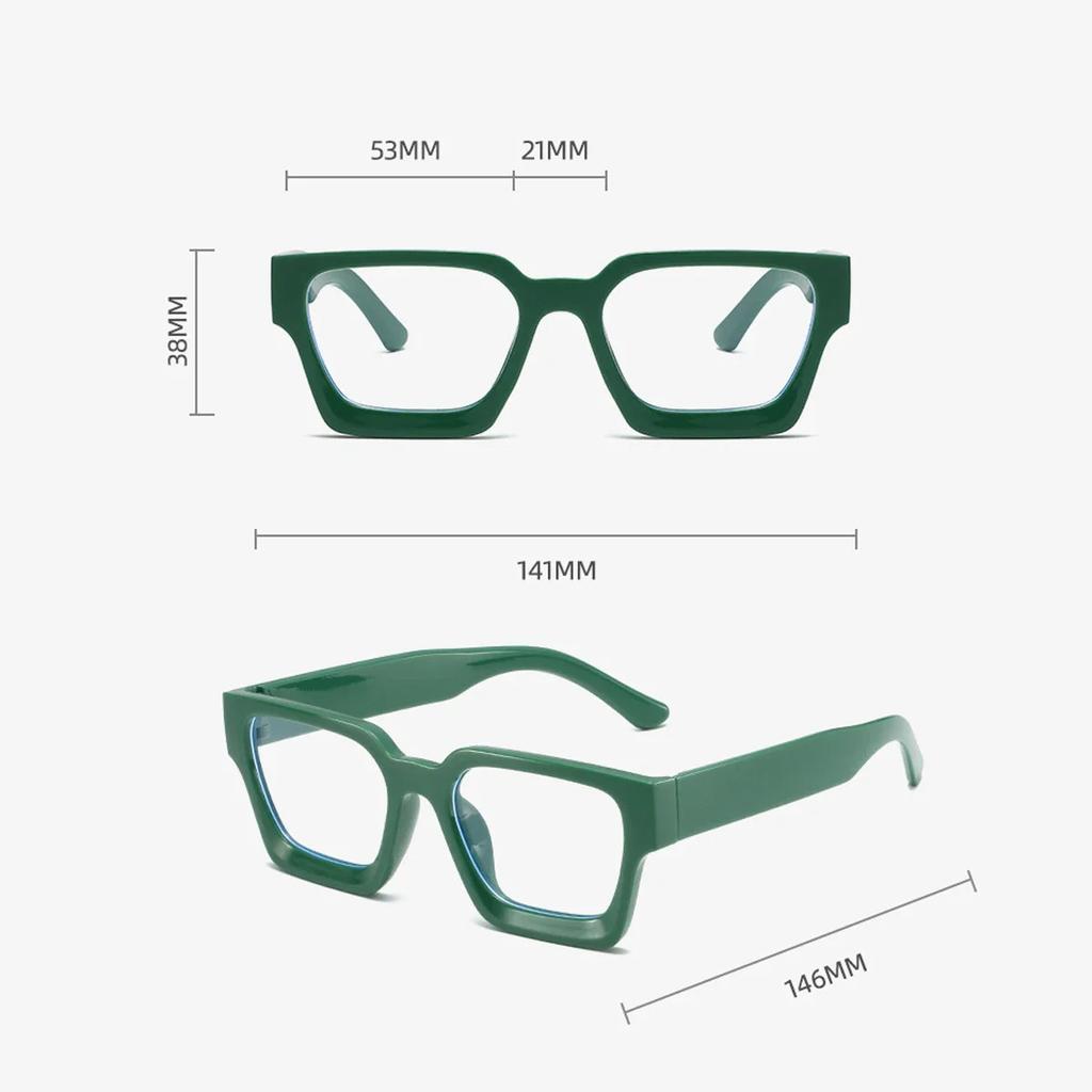 Thick Edged Square Computer Eyeglass Women Men  Anti Blue Light Plain Glasses Vintage Colorful Oversized Optical Eyeglasses