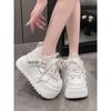 Fashion 8CM  Air Mesh Synthetic Leather Bling Casual Vulcanize Hollow Summer Chunky Sneakers Platform Wedge Flats Women Shoes
