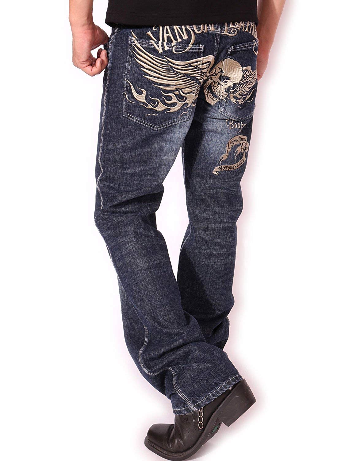 

Vanson Skull Wing Distressed Denim SP-B-14 Size 34