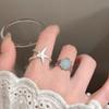 2pcs/set Sweet Starfish Blue Zircon Open Rings For Women Girls Ocean Style Simple Star Finger Ring Aesthetic Jewelry Y2K