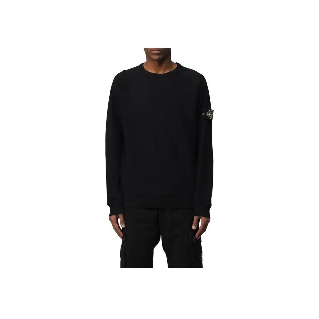 Stone Island Ss23 Solid Color Label Crewneck Sweatshirt Men sweatshirt Black 781566360-V0029